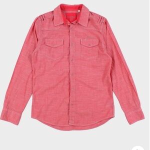 Guess Men's Coral 100% Cotton Button-Down Shirt